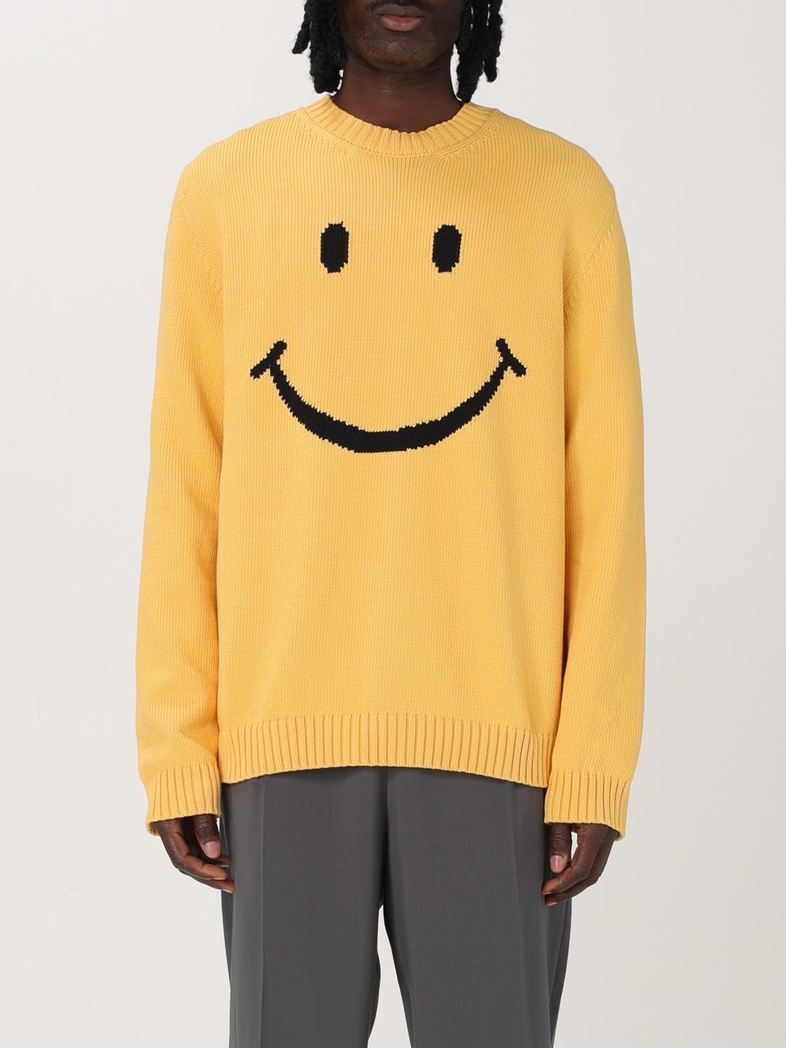 Moschino Men Sweater With Embroidery In Yellow