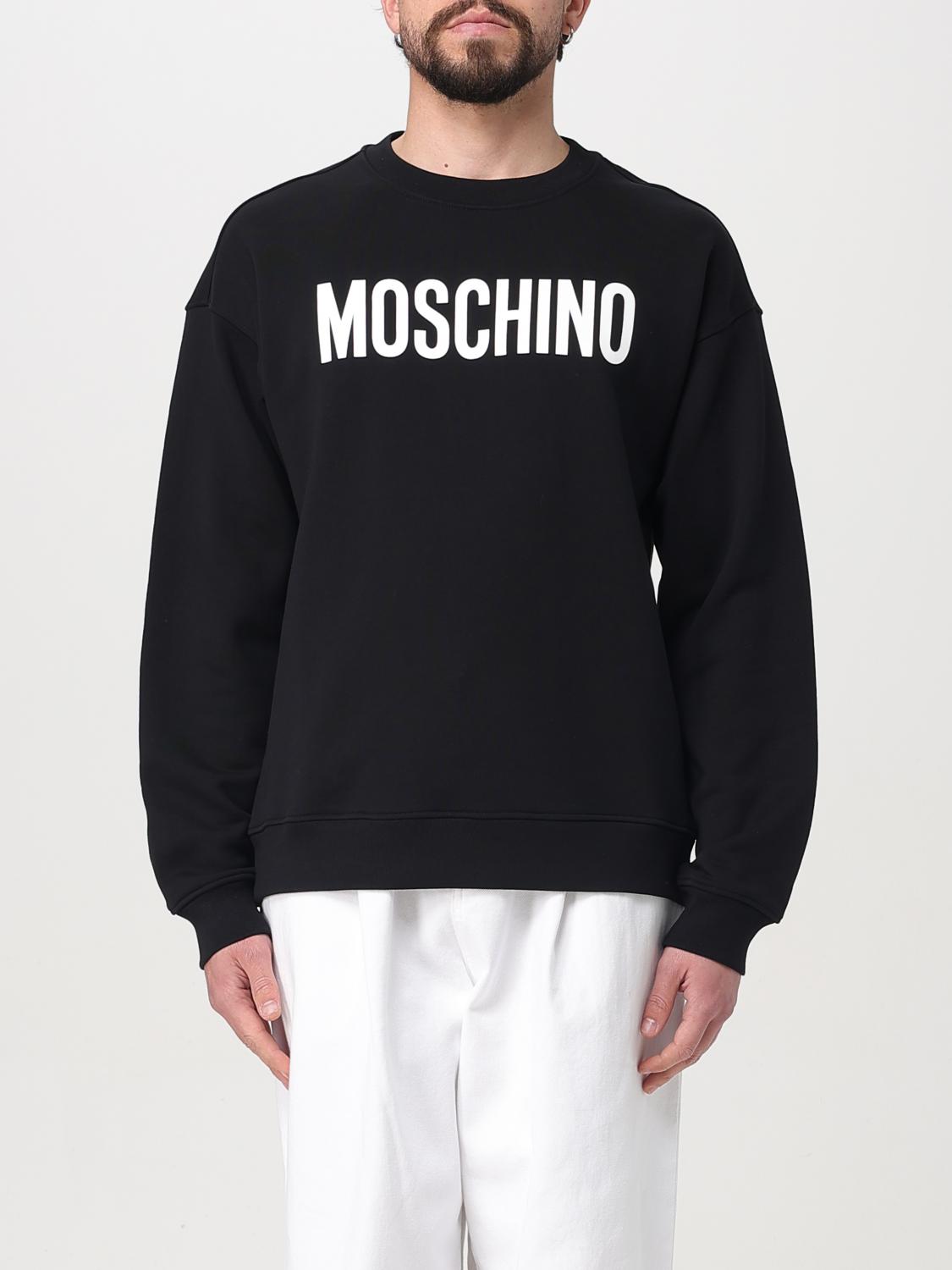 Moschino Black Cotton Sweatshirt With Oversized Logo Design In Black