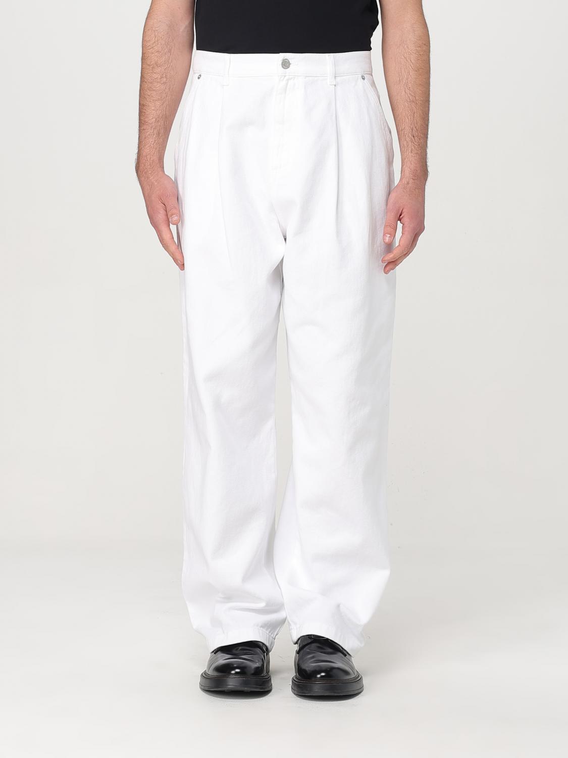 Moschino Cotton Trousers With Back Pockets And Wide Leg In White