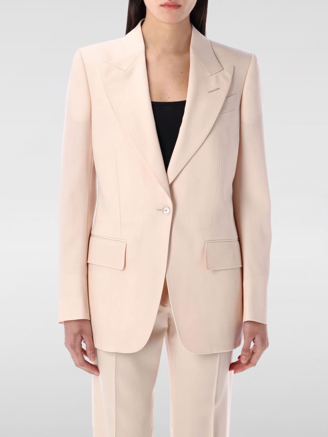 Tom Ford Wool Blazer With Silk Lining In Blush Pink