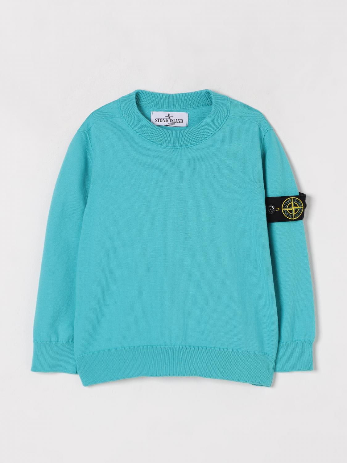 Stone Island Sweater Junior Kids Color Turquoise In Turquoise