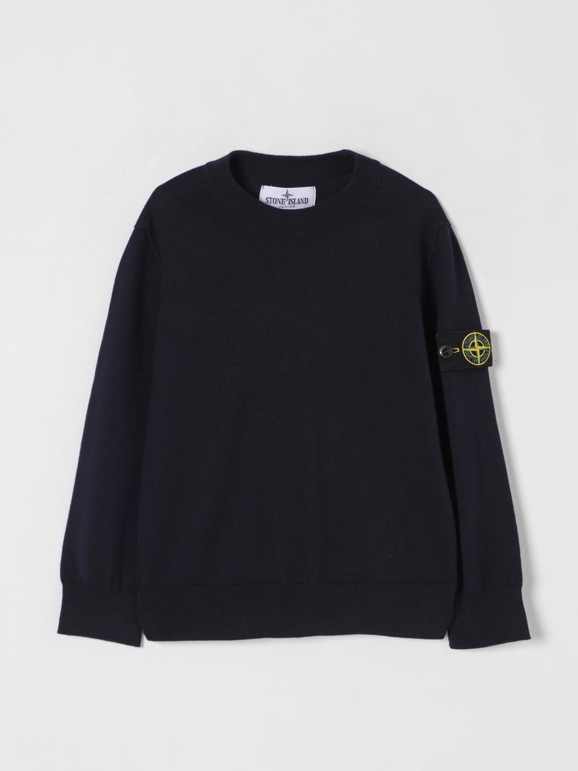 Stone Island Logo-patch Sleeve Jumper In Blue