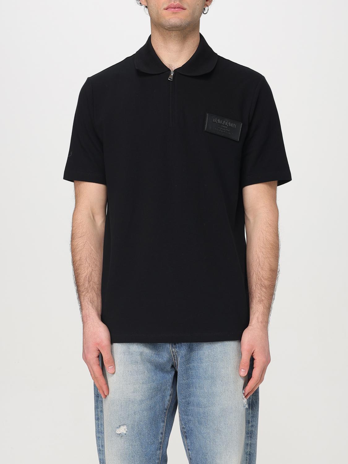 Balmain Polo With Logo In Black