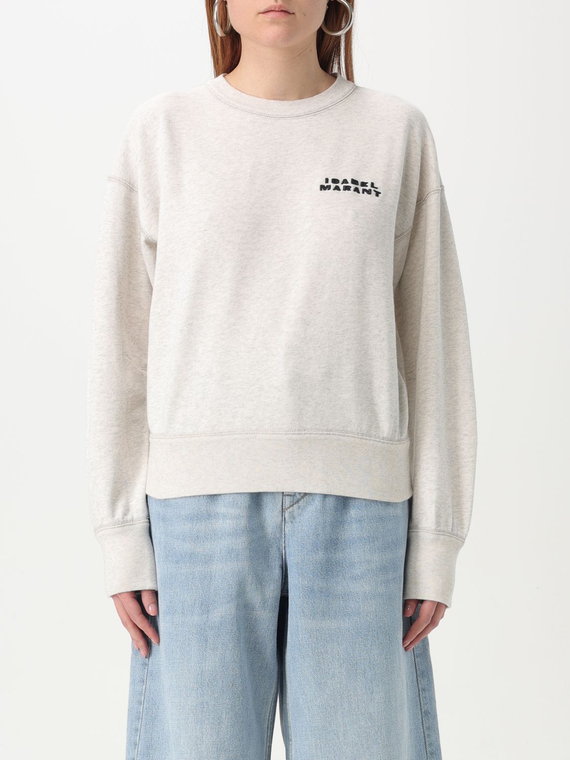 Isabel Marant Shad Cotton Crewneck Sweatshirt In Blush Pink