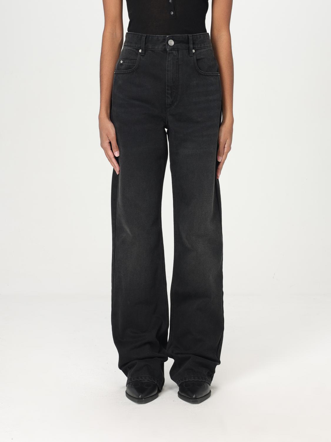 Isabel Marant Wide Leg Trousers Contrast Stitching In Black