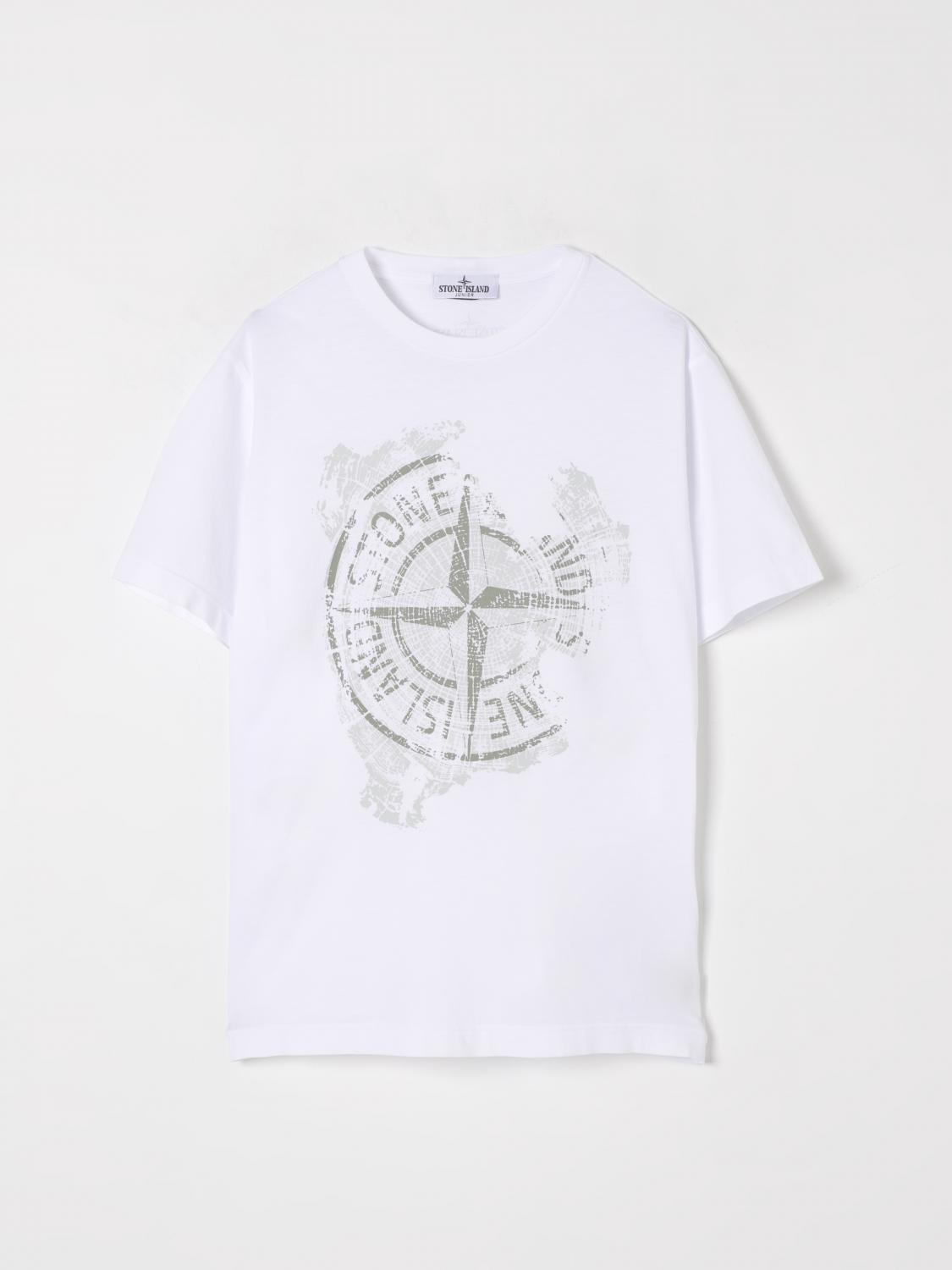 Stone Island Junior Compass-print T-shirt In White