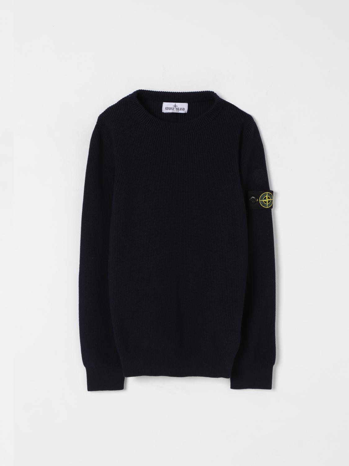 Stone Island Sweater Junior Kids Color Blue In Black