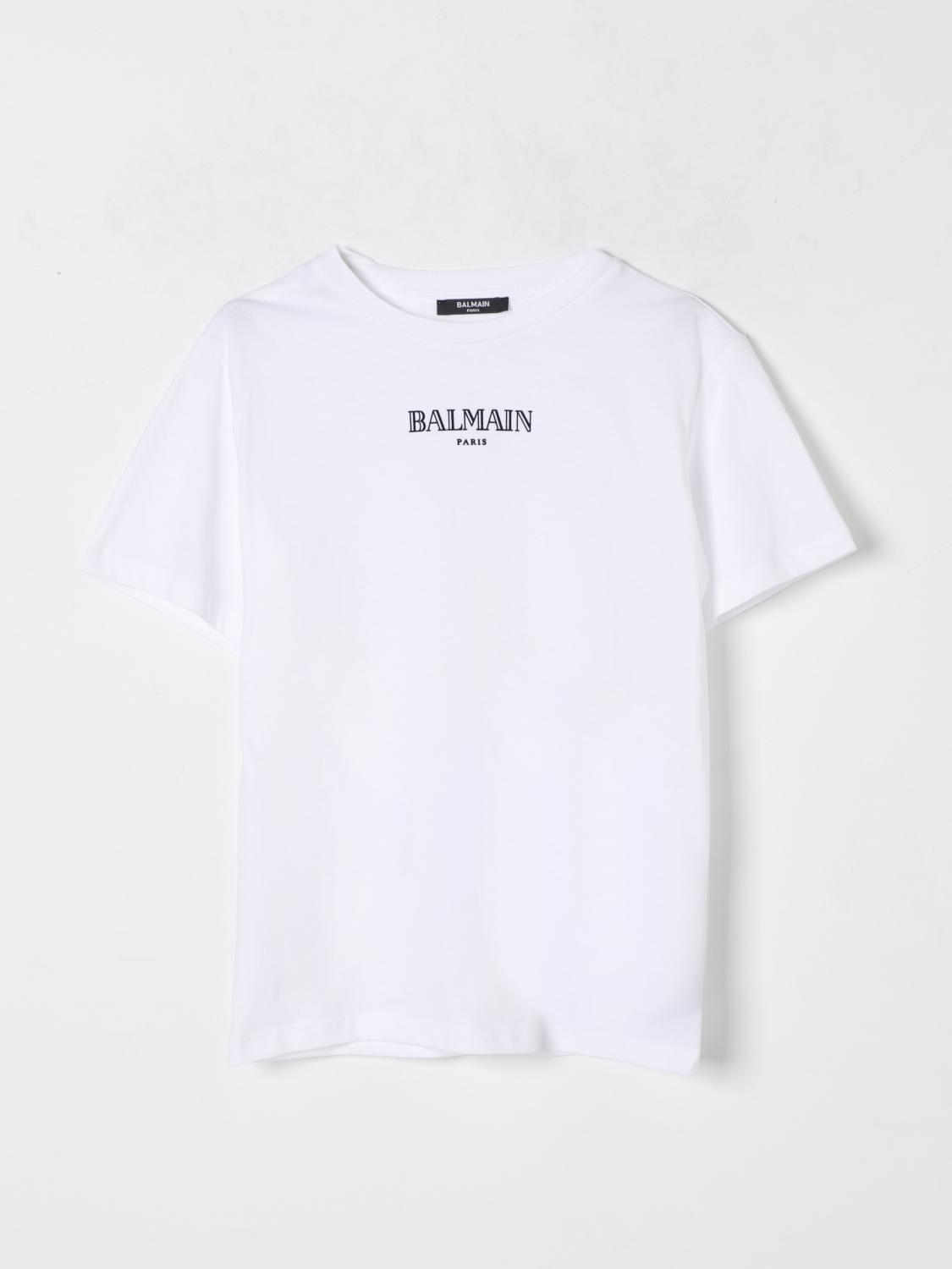Balmain Logo-embroidered Embossed-shoulders T-shirt In White