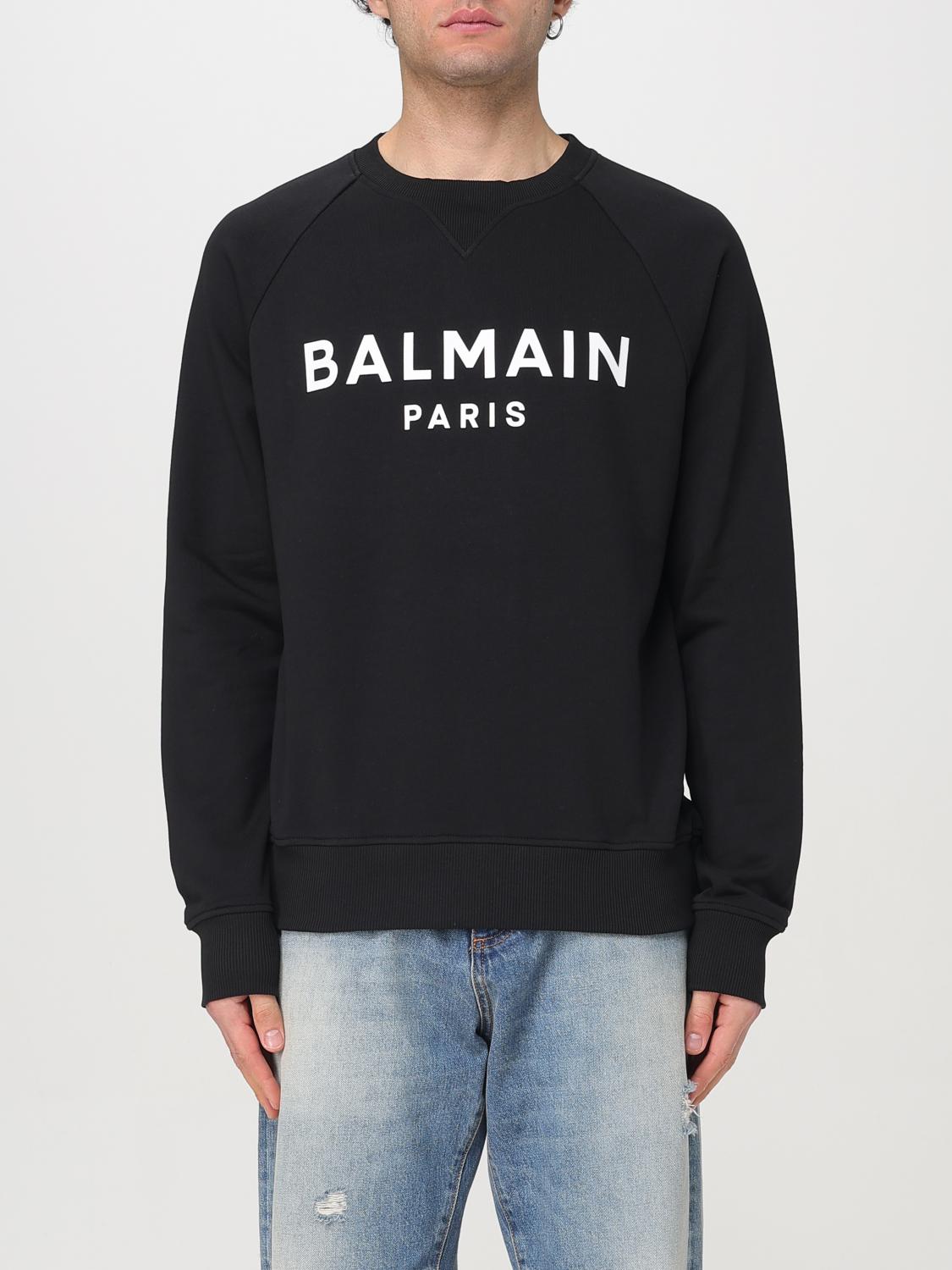 Balmain Black Organic Cotton Crewneck Sweatshirt In Black