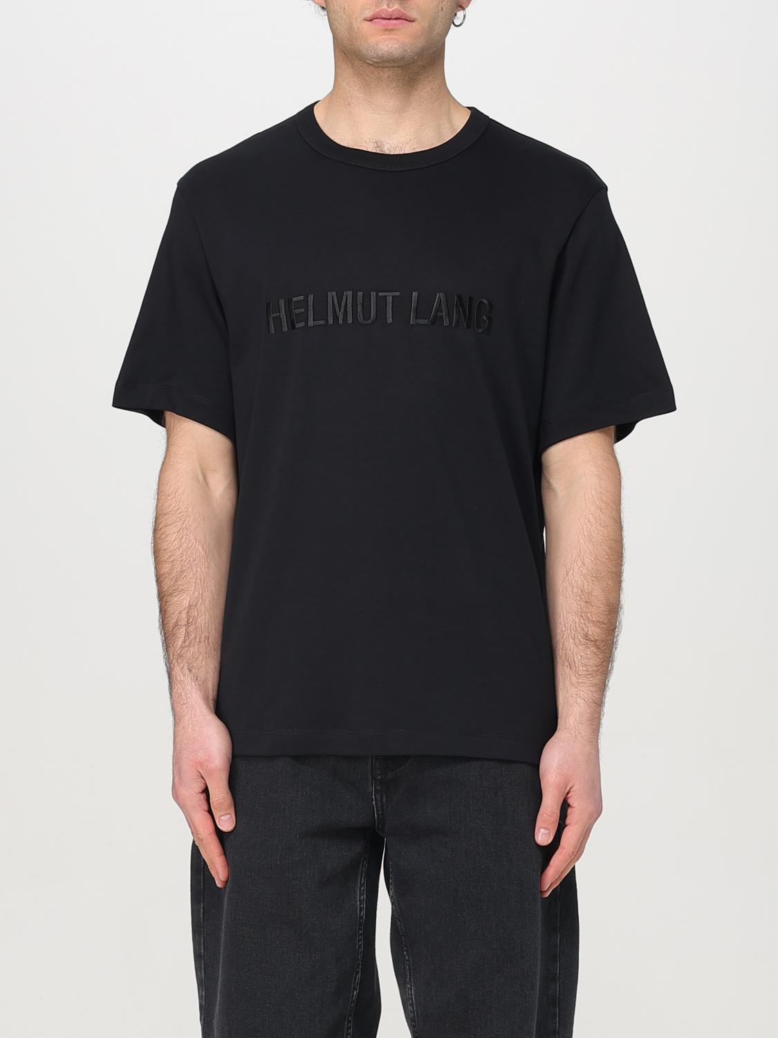 Helmut Lang Relaxed Fit Crew Neck T-shirt With Embossed Logo In Black