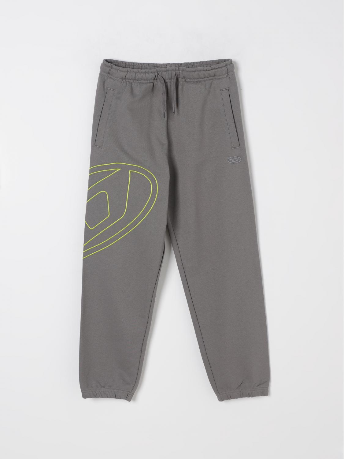 Diesel Fleece Jogger Pants With Maxi Oval D Logo In Grey