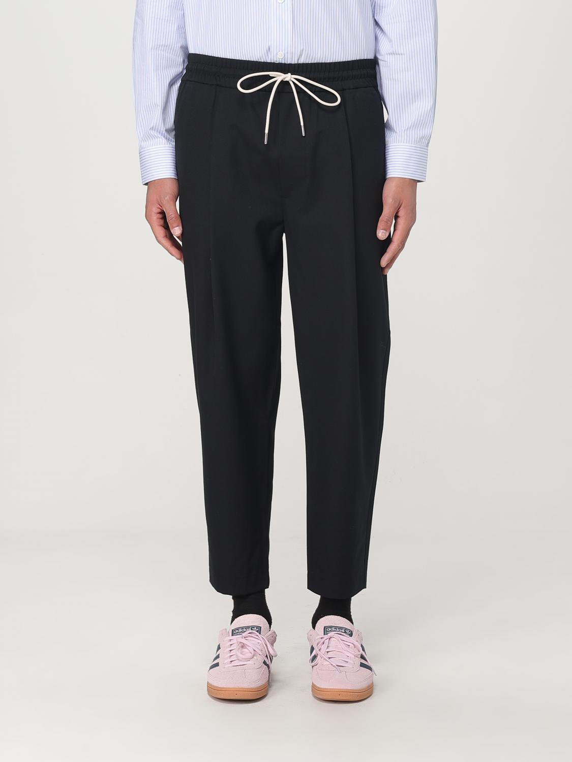 Drôle De Monsieur Black Carrot Pants With Drawstring In Wool Blend Man In Black