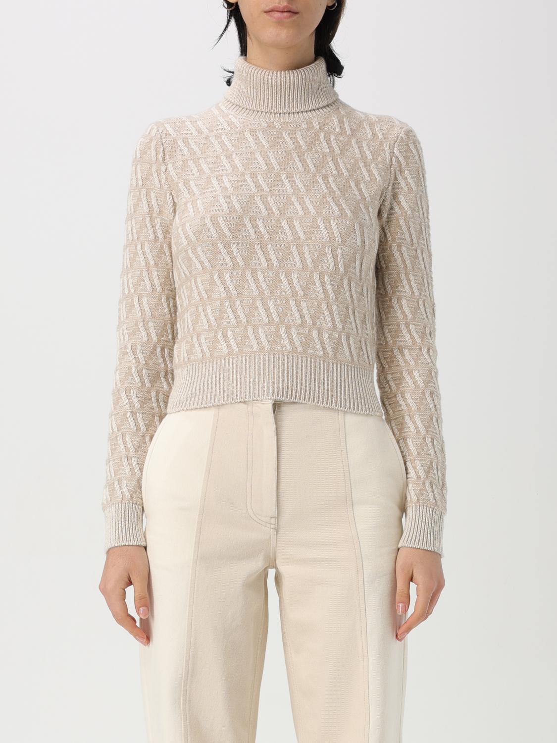 Fendi Turtleneck Sweater In Clay+off White
