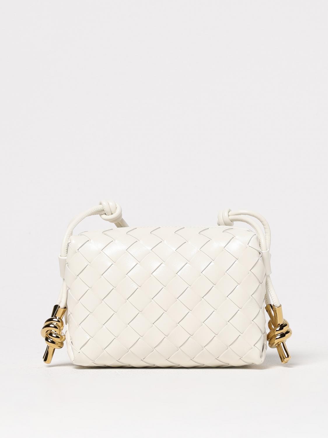 Bottega Veneta Womens White Candy Loop Micro Intrecciato Leather Cross-body Bag In Weiss
