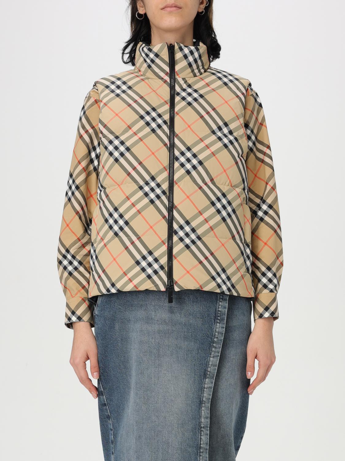 Shop Burberry Waistcoat Woman Color Sand