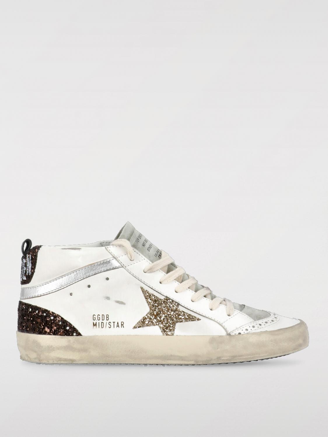 Golden Goose Mid Star Glitter-detail Sneakers In White