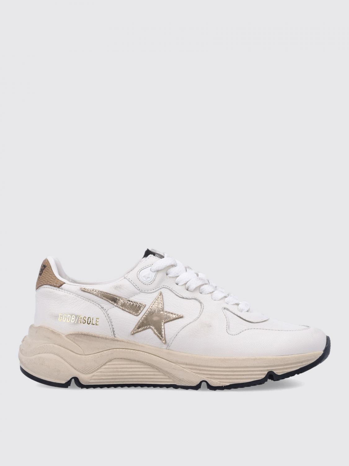 Golden Goose Running Sole Mixed Leather Sneakers In Weiss
