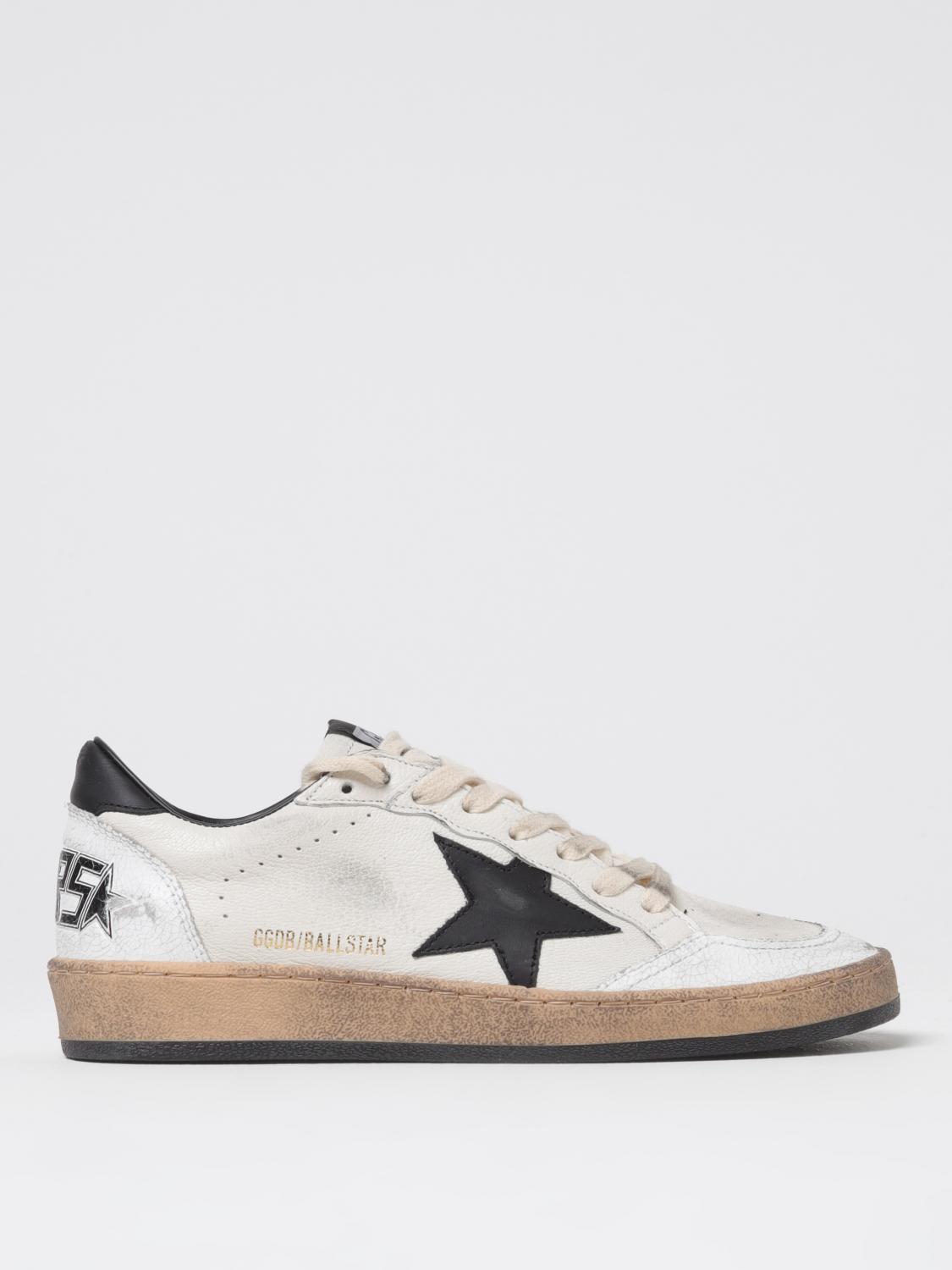 Golden Goose Ballstar' Black And White Low Top Sneakers With Star Patch On The Side And Contrasting Heel With Wri In White
