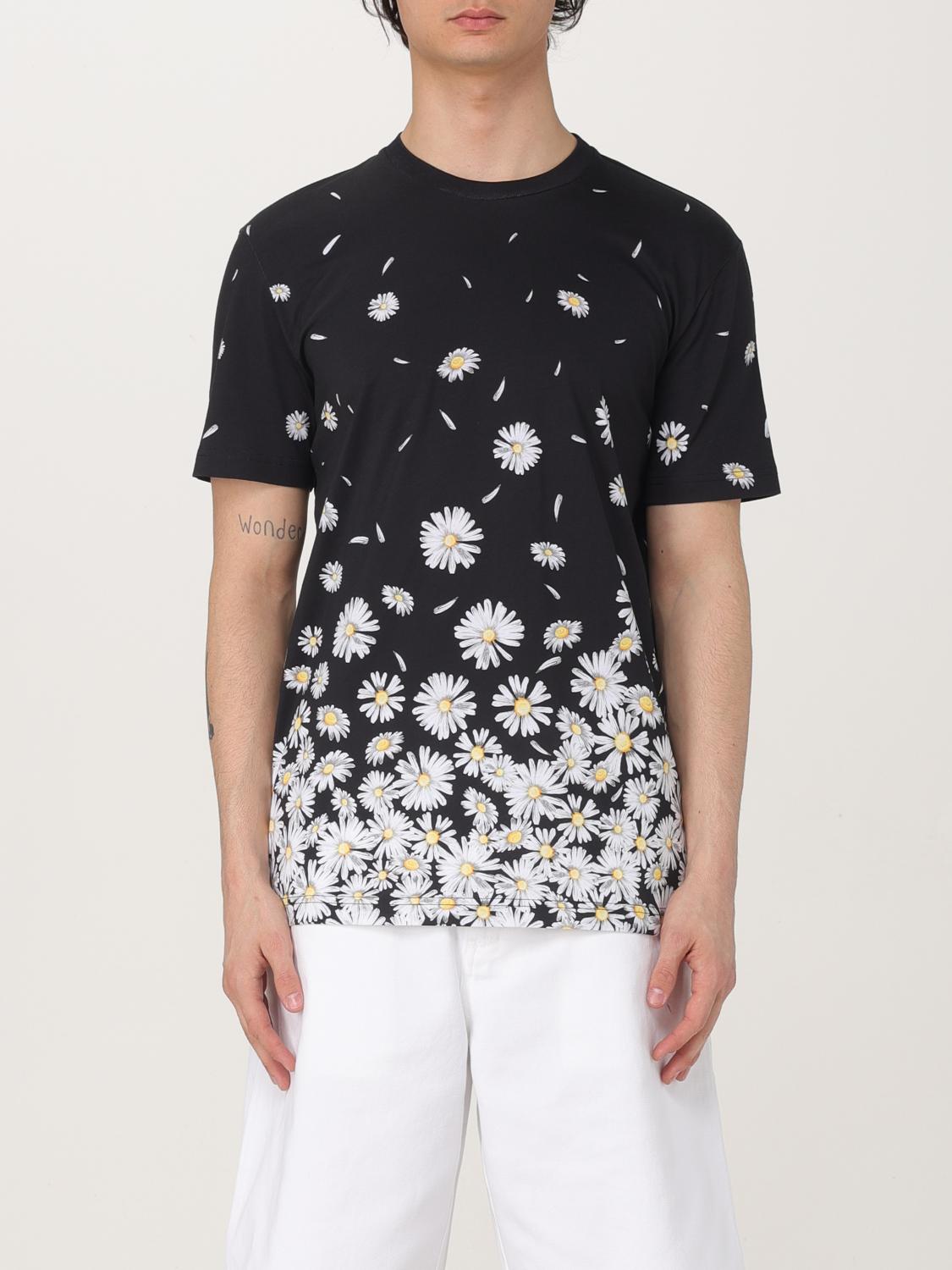 Moschino Daisy-print Crewneck T-shirt In Black