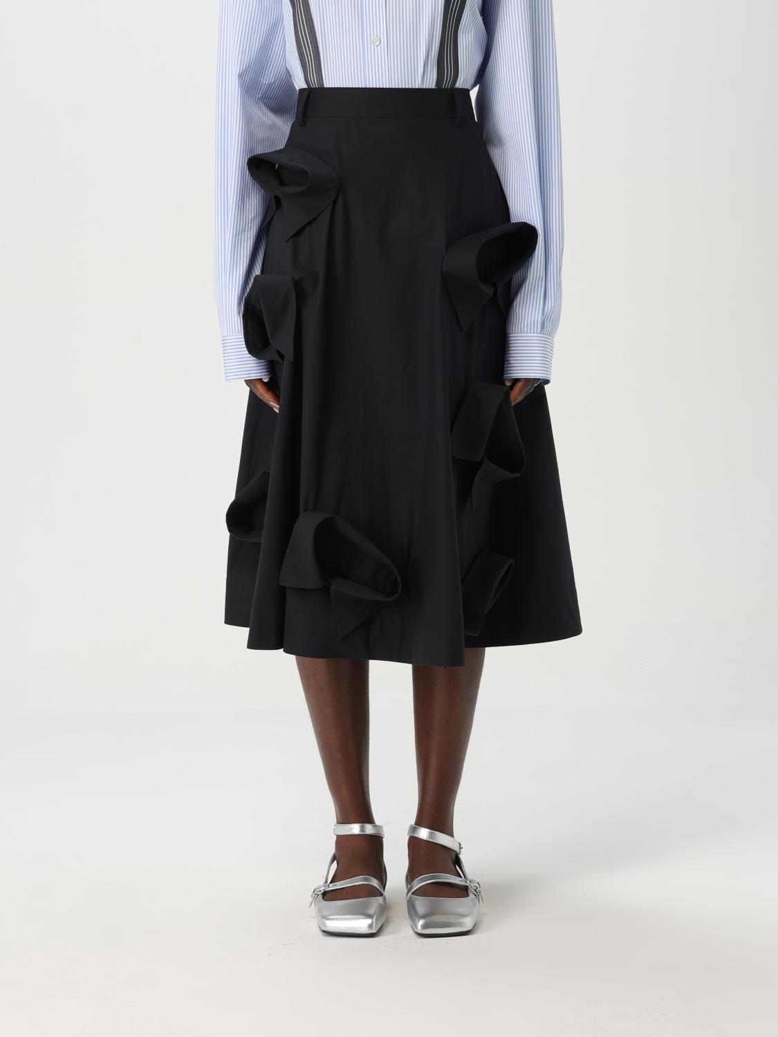 Moschino Stretch-cotton Poplin Midi Skirt In Black
