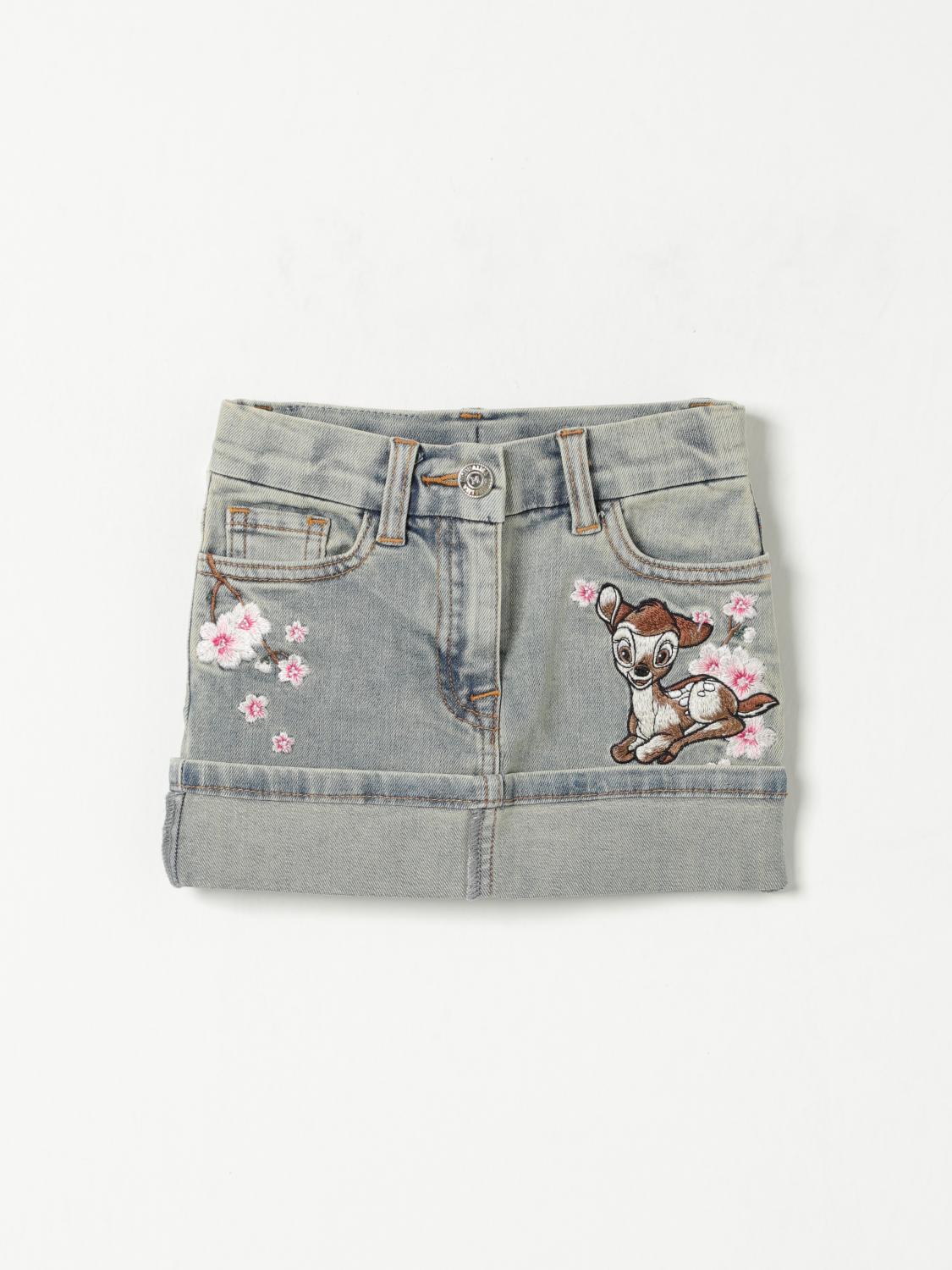 Monnalisa Minirock Aus Denim Mit Bambi-stickerei In Denim