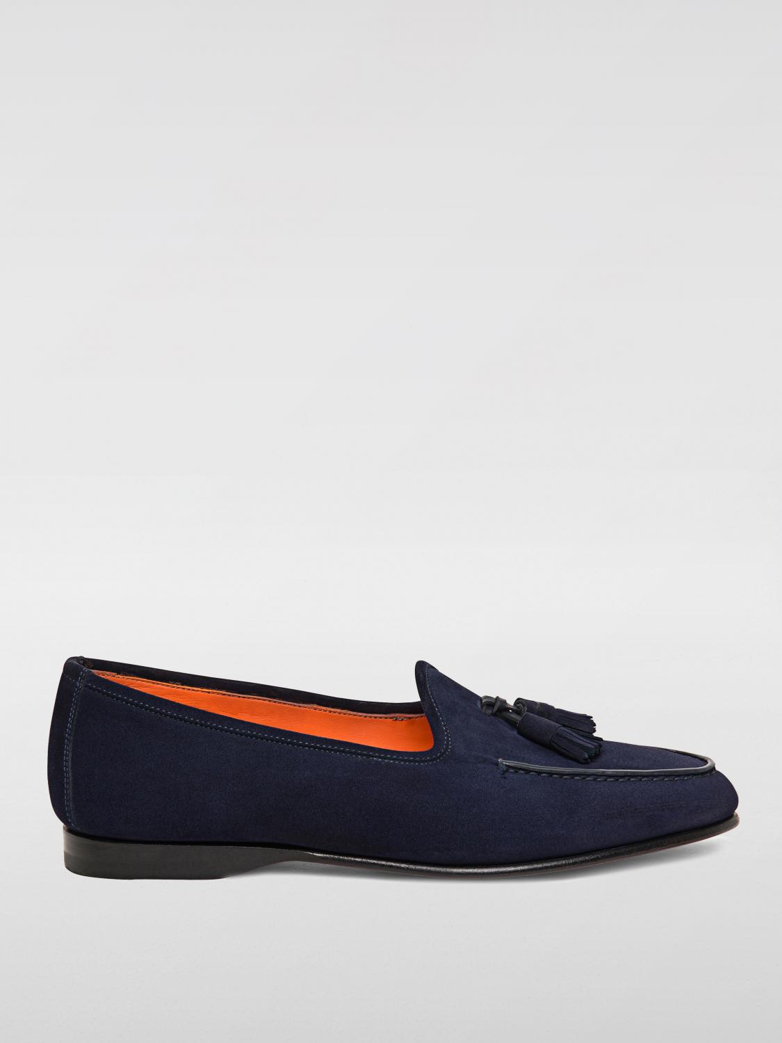 Santoni Tassel-detail Suede Loafers In Blue