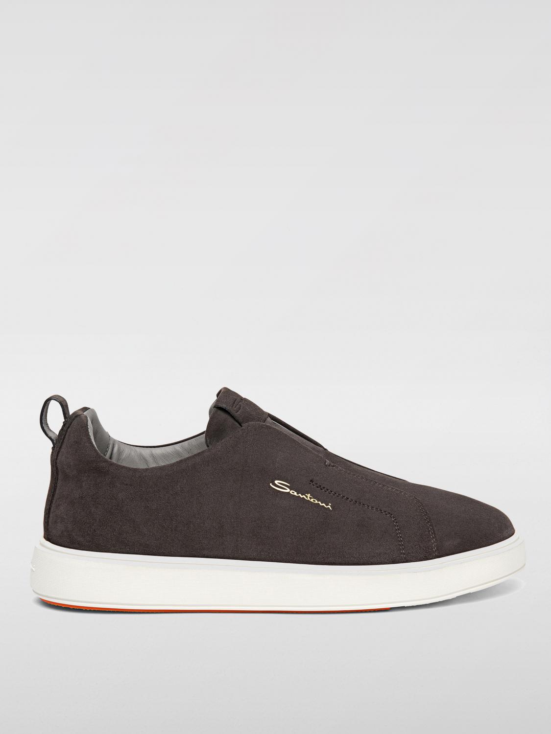 Santoni Men's Grey Suede Slip-on Sneaker Gray In Grey