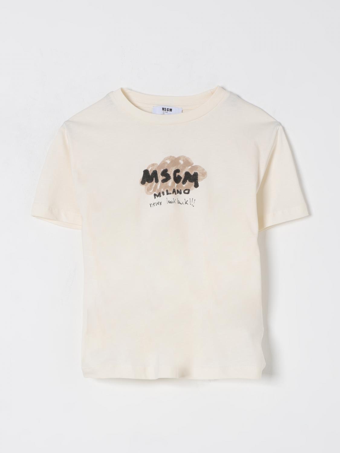 Msgm Short-sleeved T-shirt In Beige