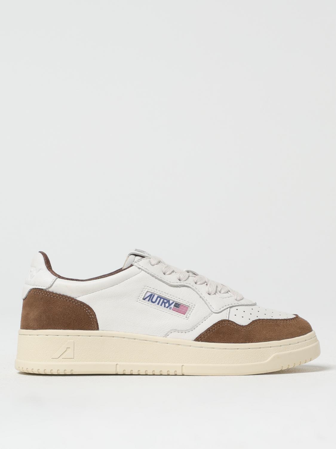 Autry Medalist Sneakers In White Leather With Brown Suede In White