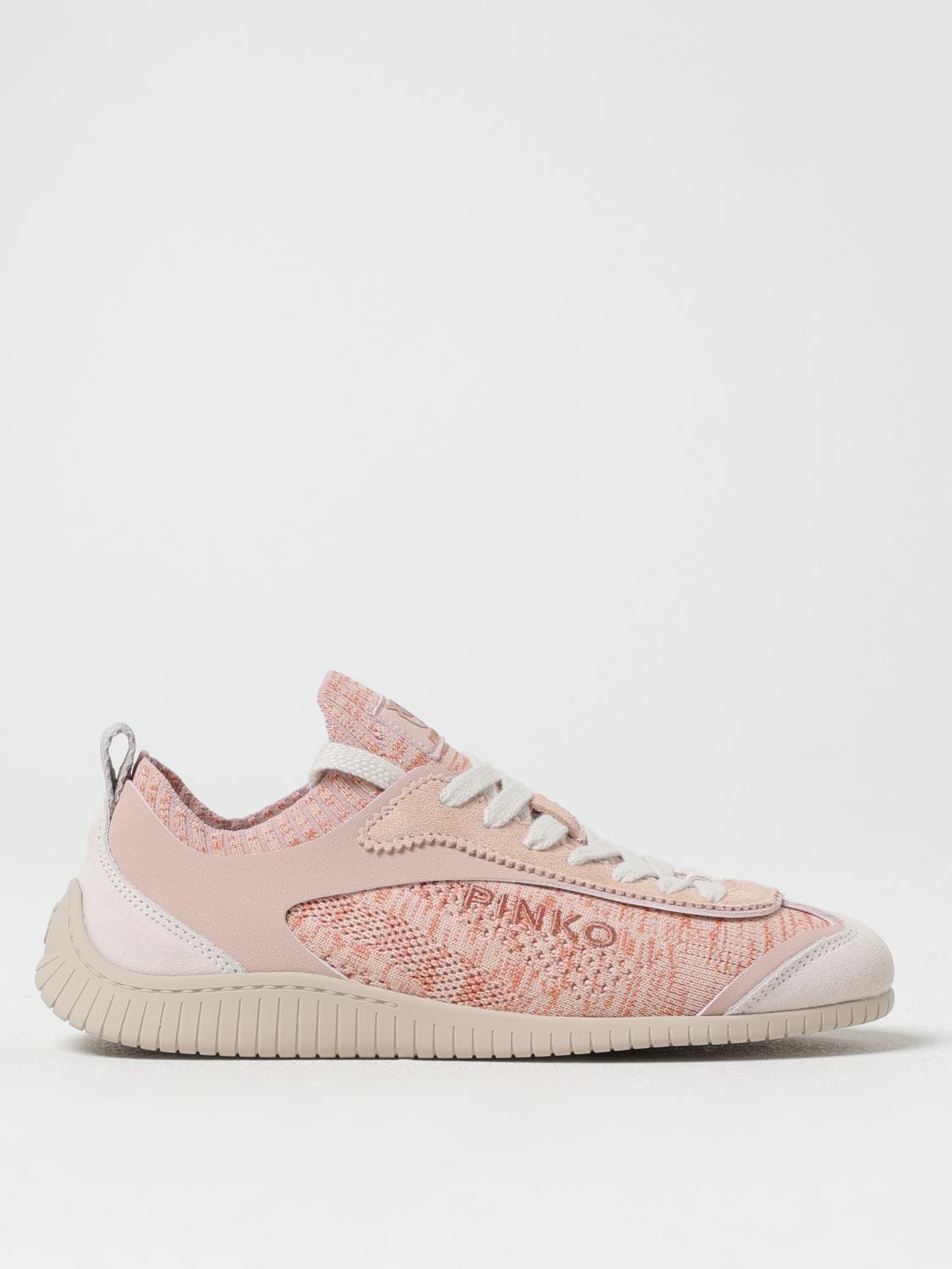 Pinko Elasticized Knit Low Top Sneakers In Pink