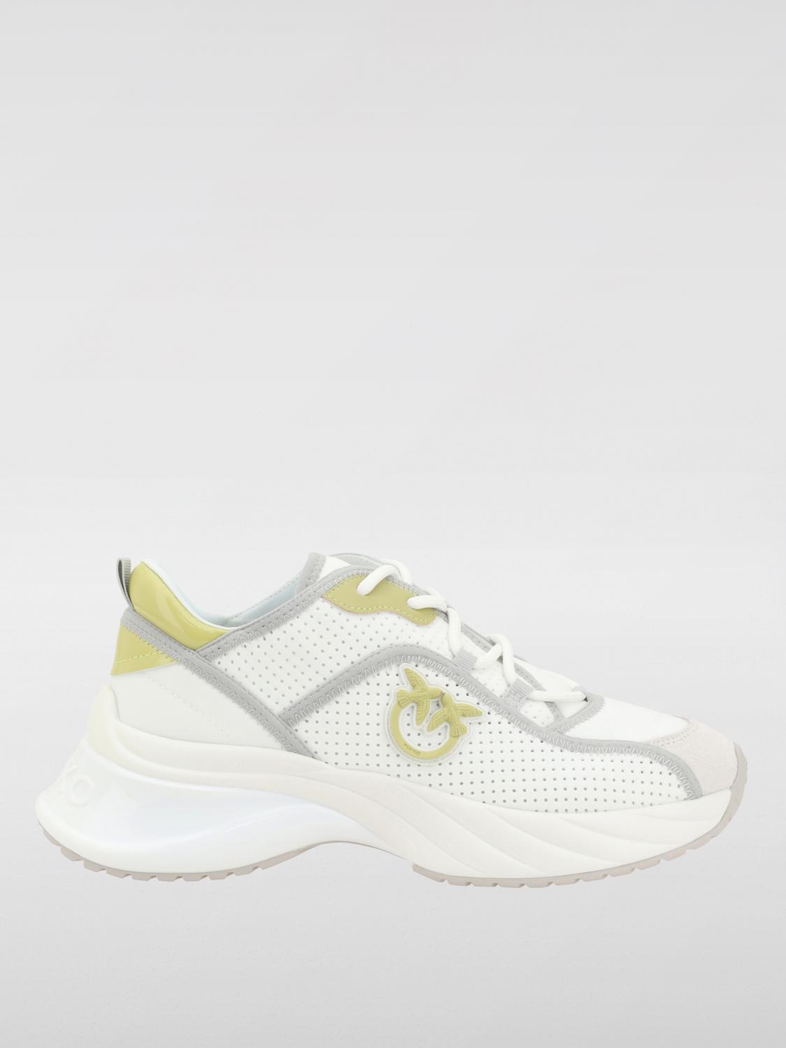 Pinko Low Top Sneakers With Perforated Design And Contrast Panels In White