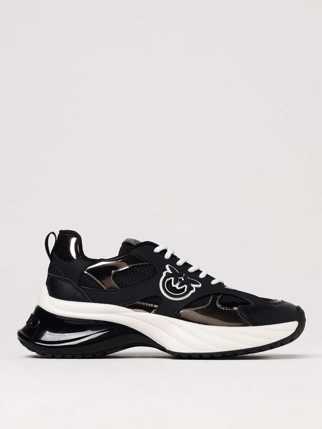 Pinko Black Leather Sneaker In Black