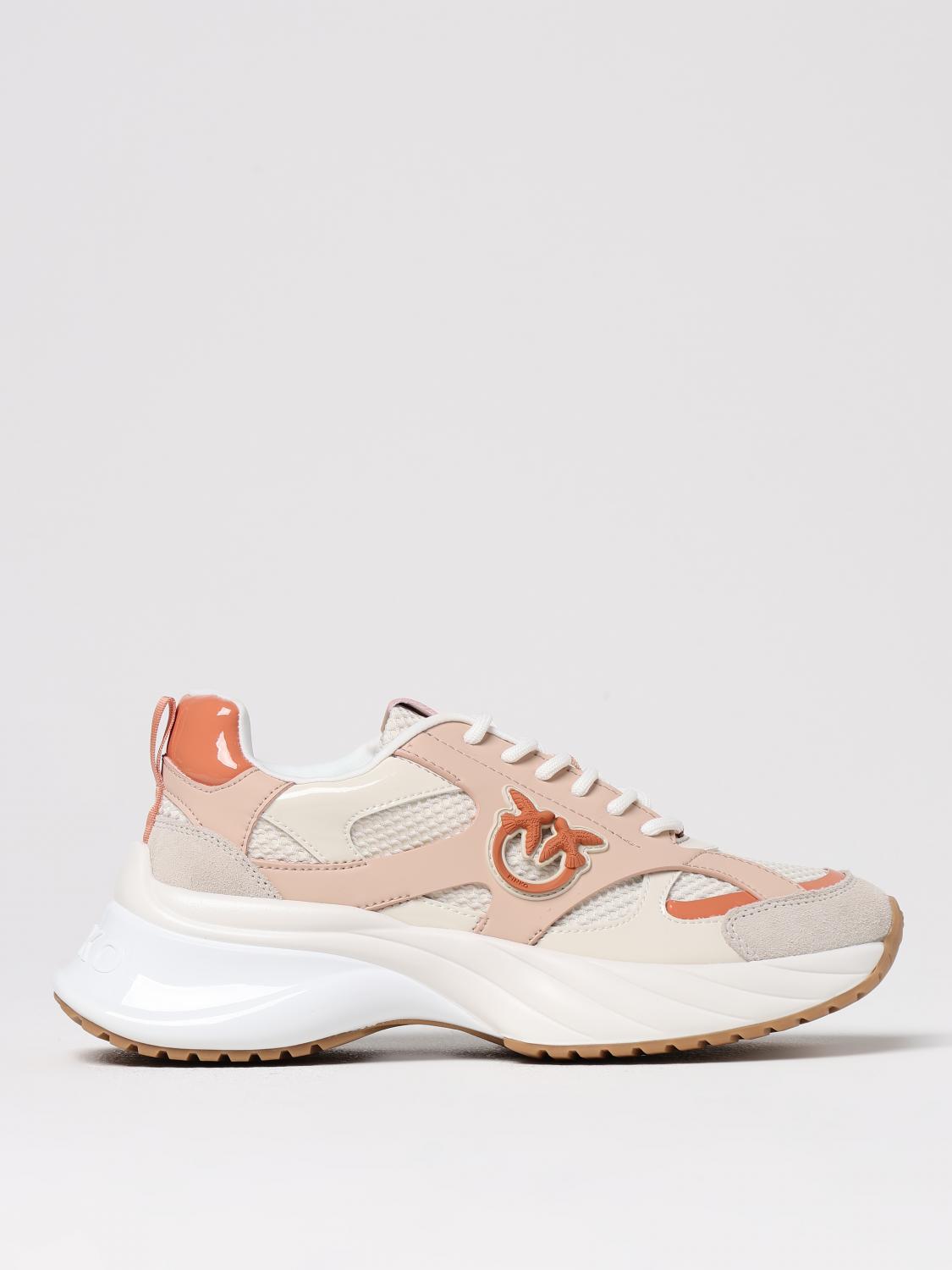 Pinko Neutral-coloured Ariel Sneakers With Patent Details In Beige
