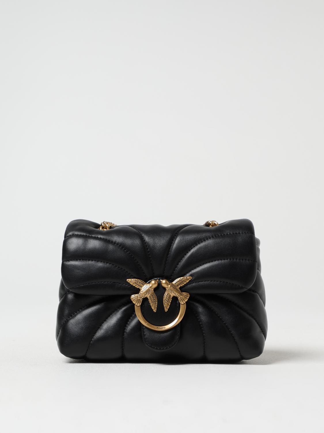 Pinko Love Bag Puff Butterfly Mini Nappa Leather Crossbody Bag In Black