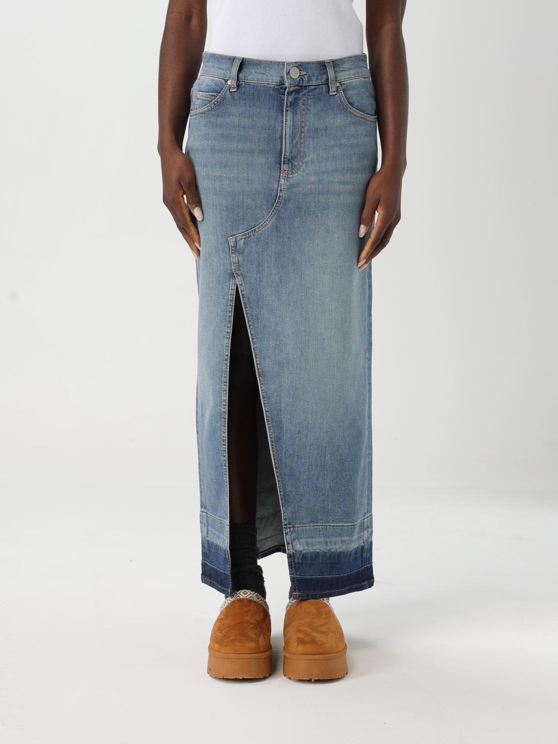 Shop Pinko Skirt Woman Color Denim