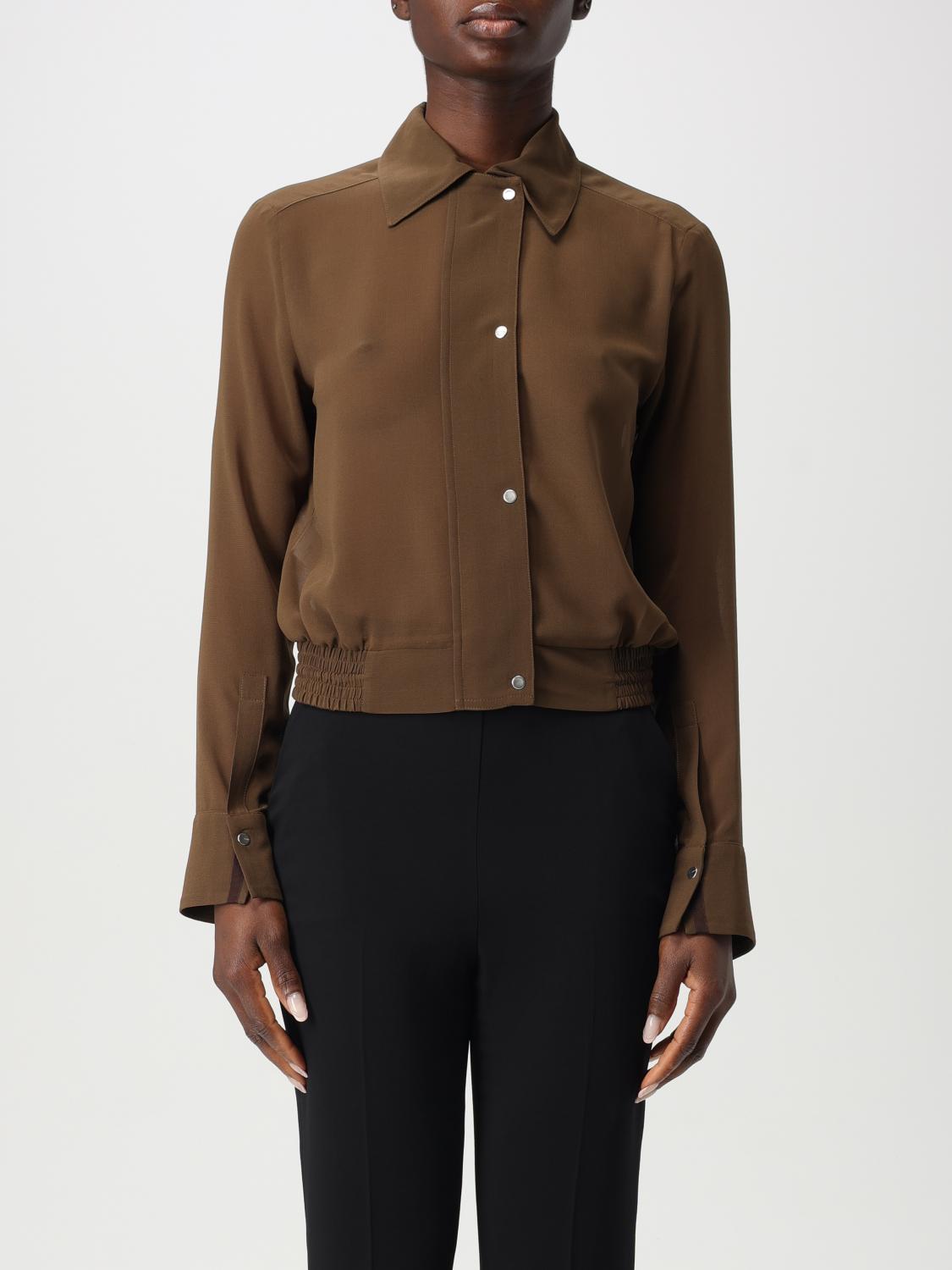 Pinko Collared Button-up Jacket In Brown