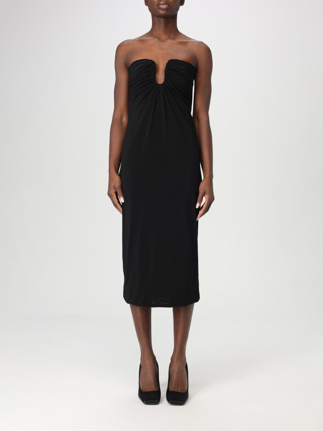 Pinko Fitted Black Stretch Viscose Midi Dress In Black