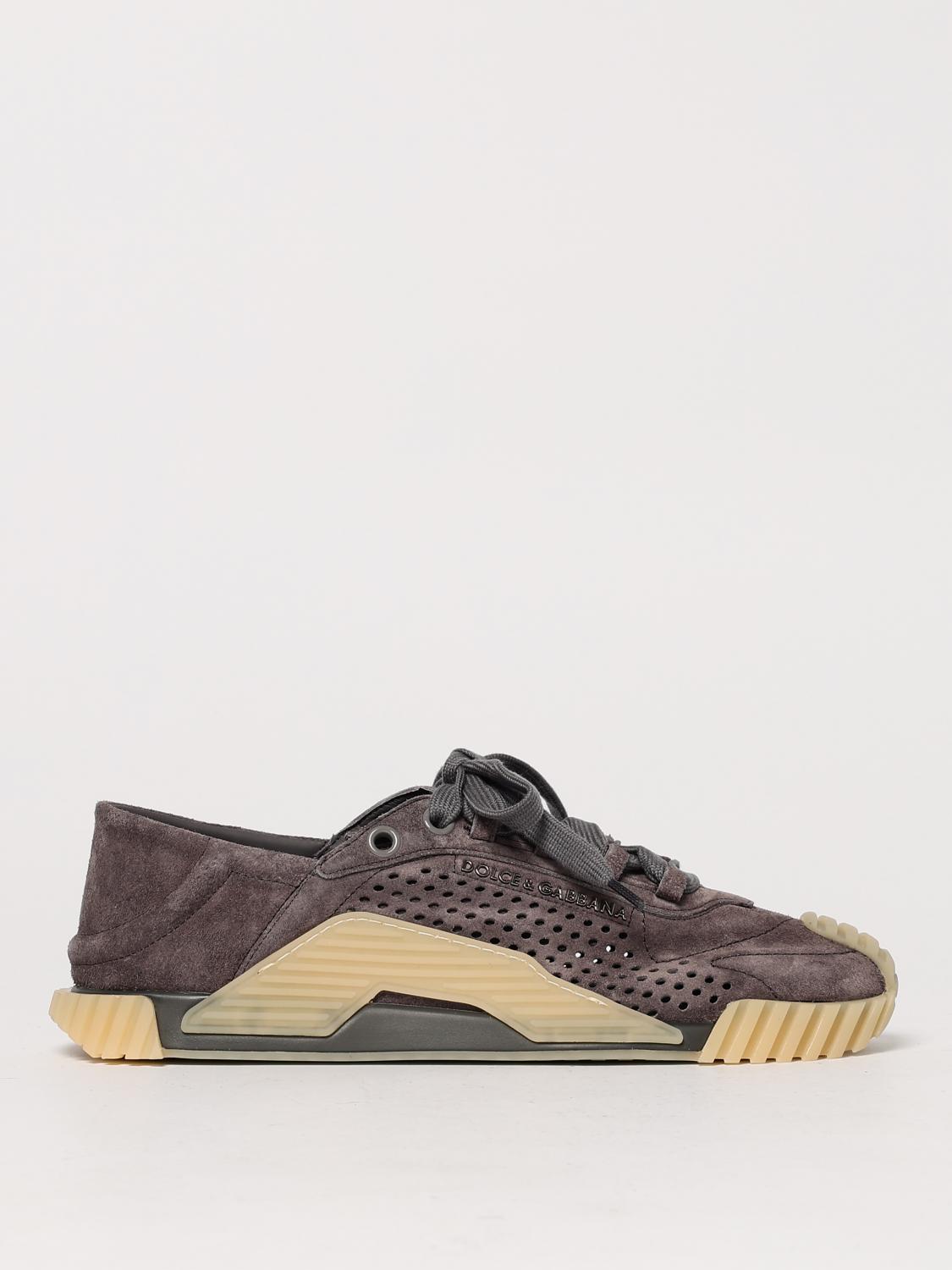 Dolce & Gabbana Ns1 Suede Sneakers Lead Grey Color In Grey