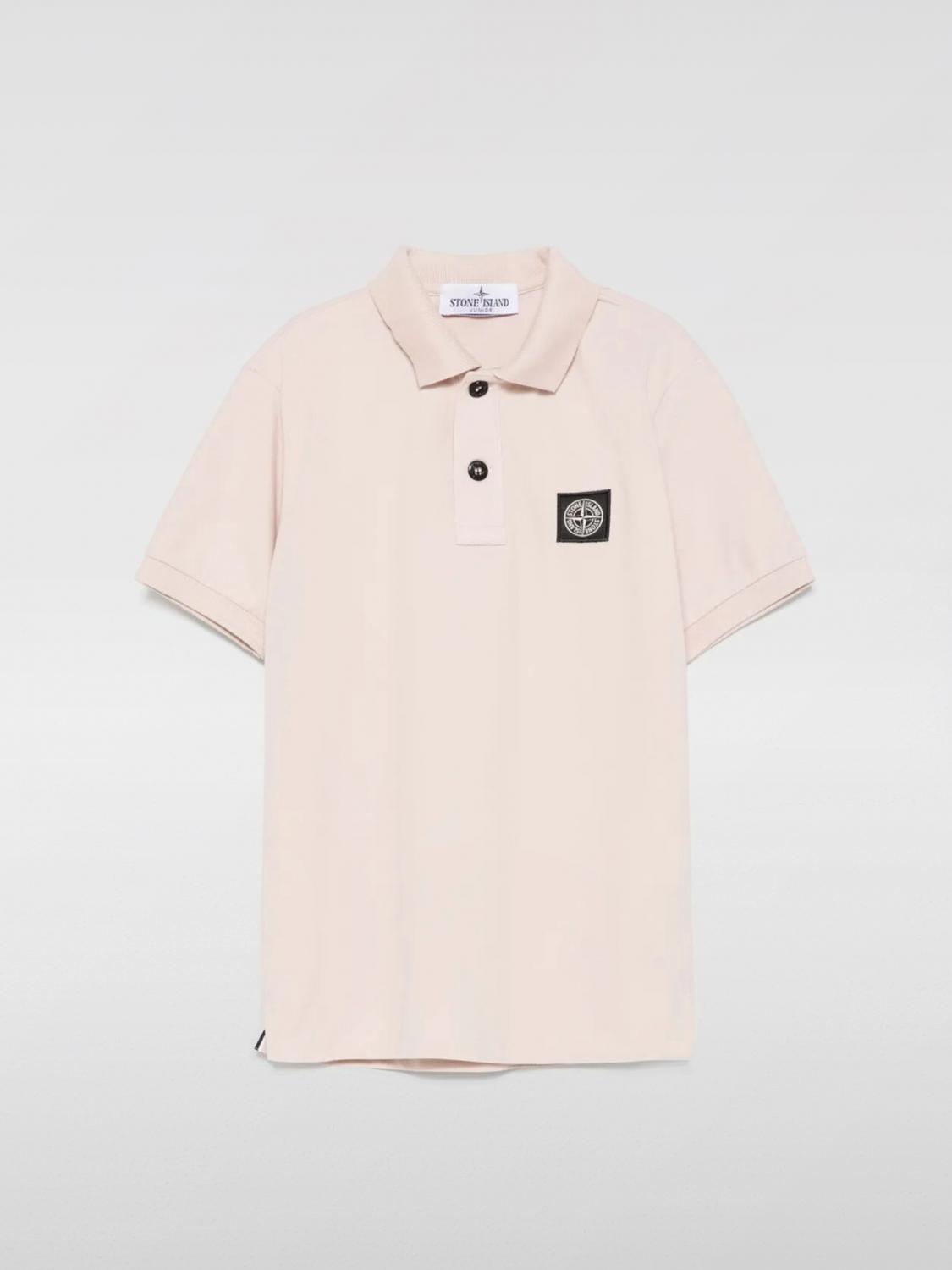 Stone Island Compass-motif Polo Shirt In Pink