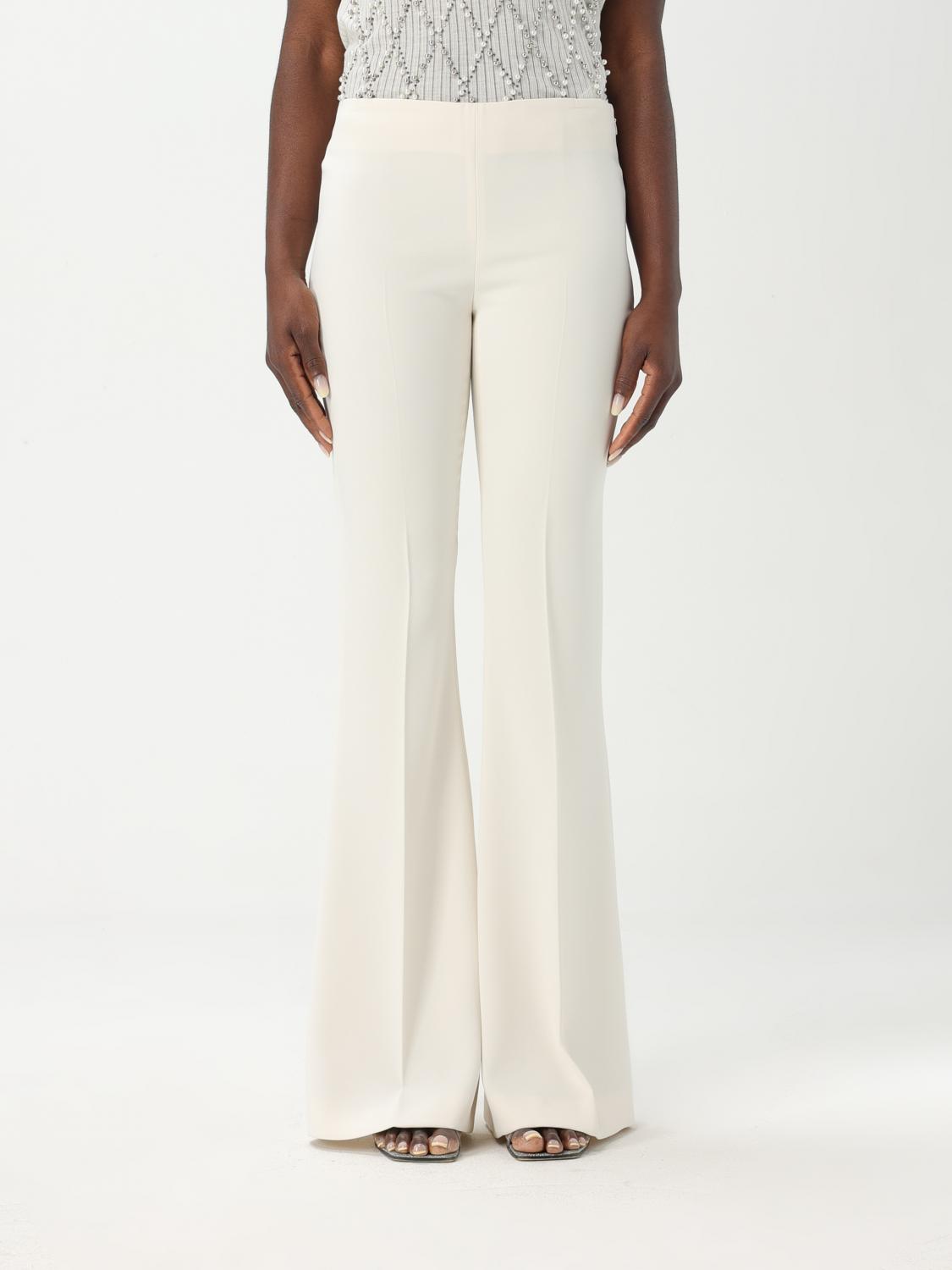 Twinset Pressed-crease Flared Trousers In Pearl