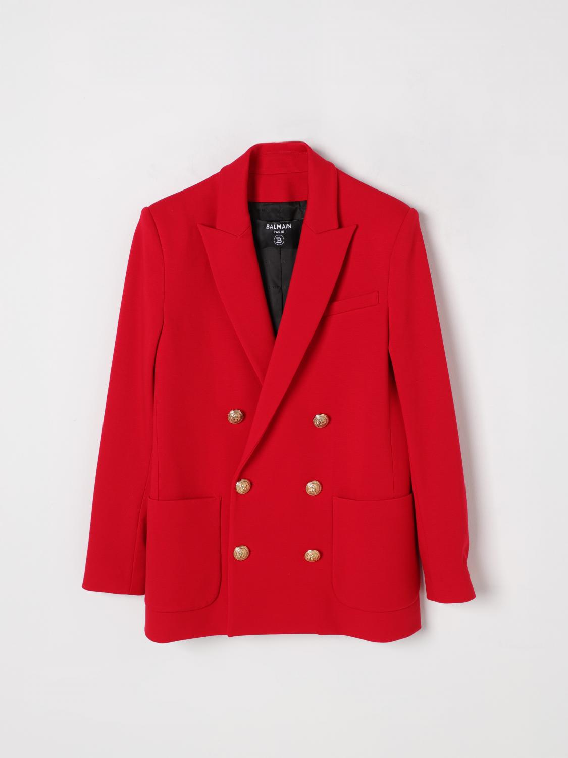Balmain Lion-head Buttons Blazer In Red