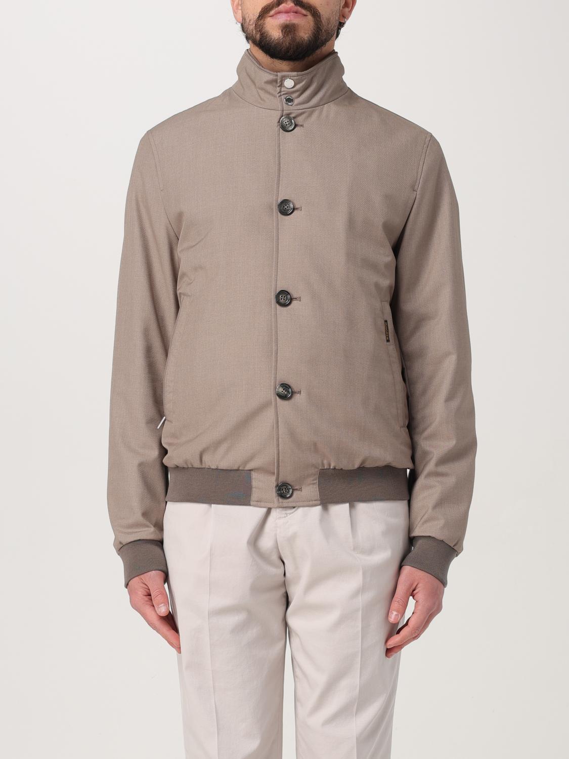 Moorer Bernie Bomber Jacket Front Pockets In Sand