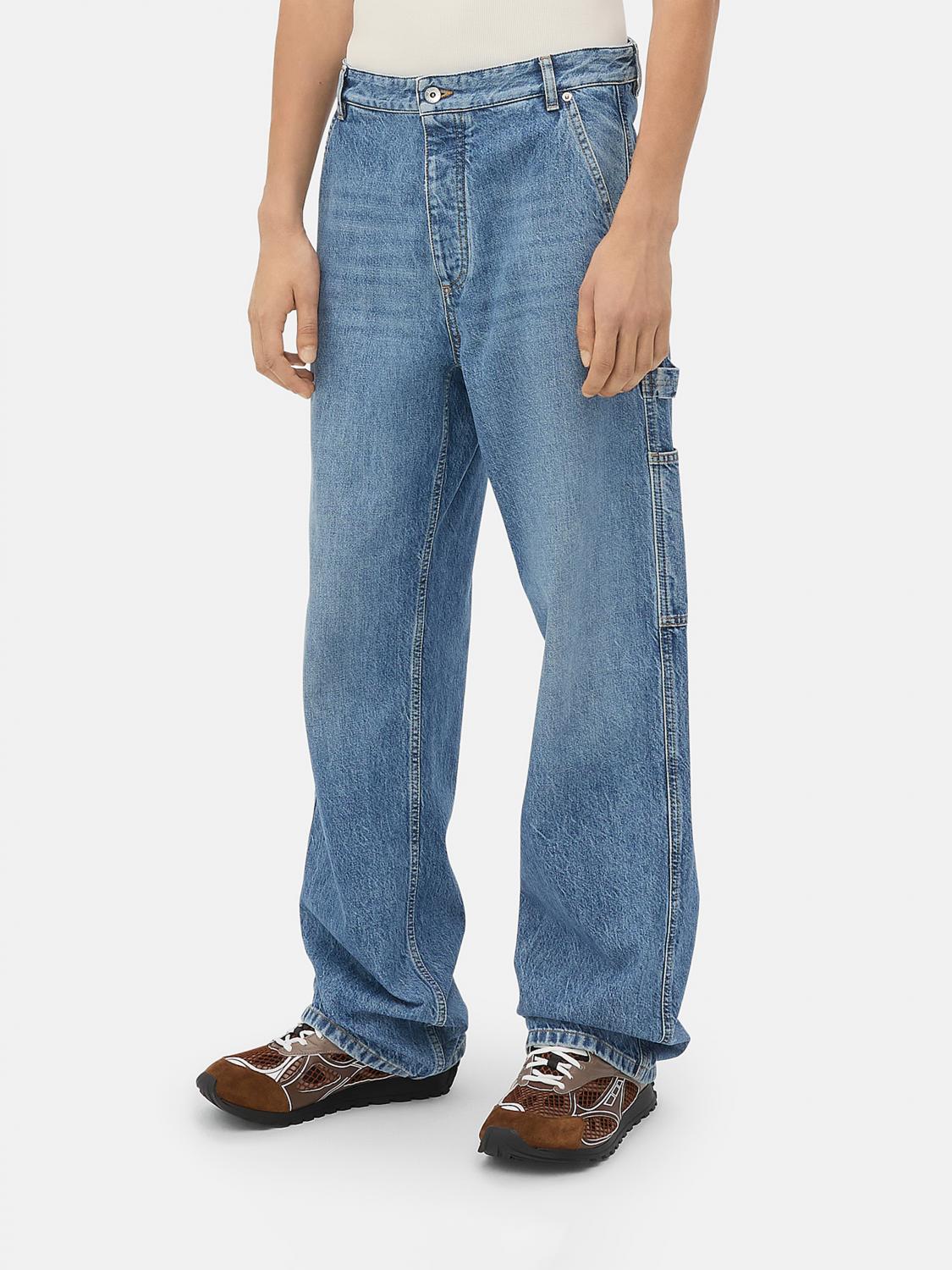 Bottega Veneta Hose Aus Bedrucktem Leder Mit Denim-effekt In Blau