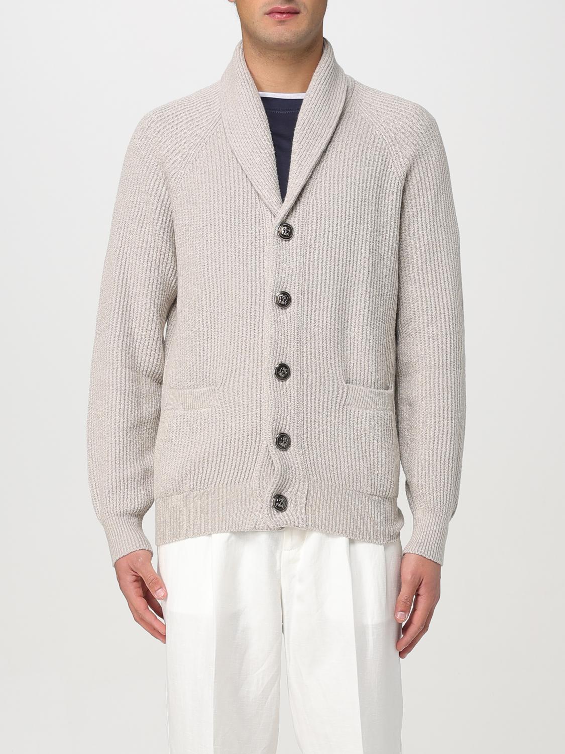Brunello Cucinelli Beige Cotton Knitted Cardigan In Beige