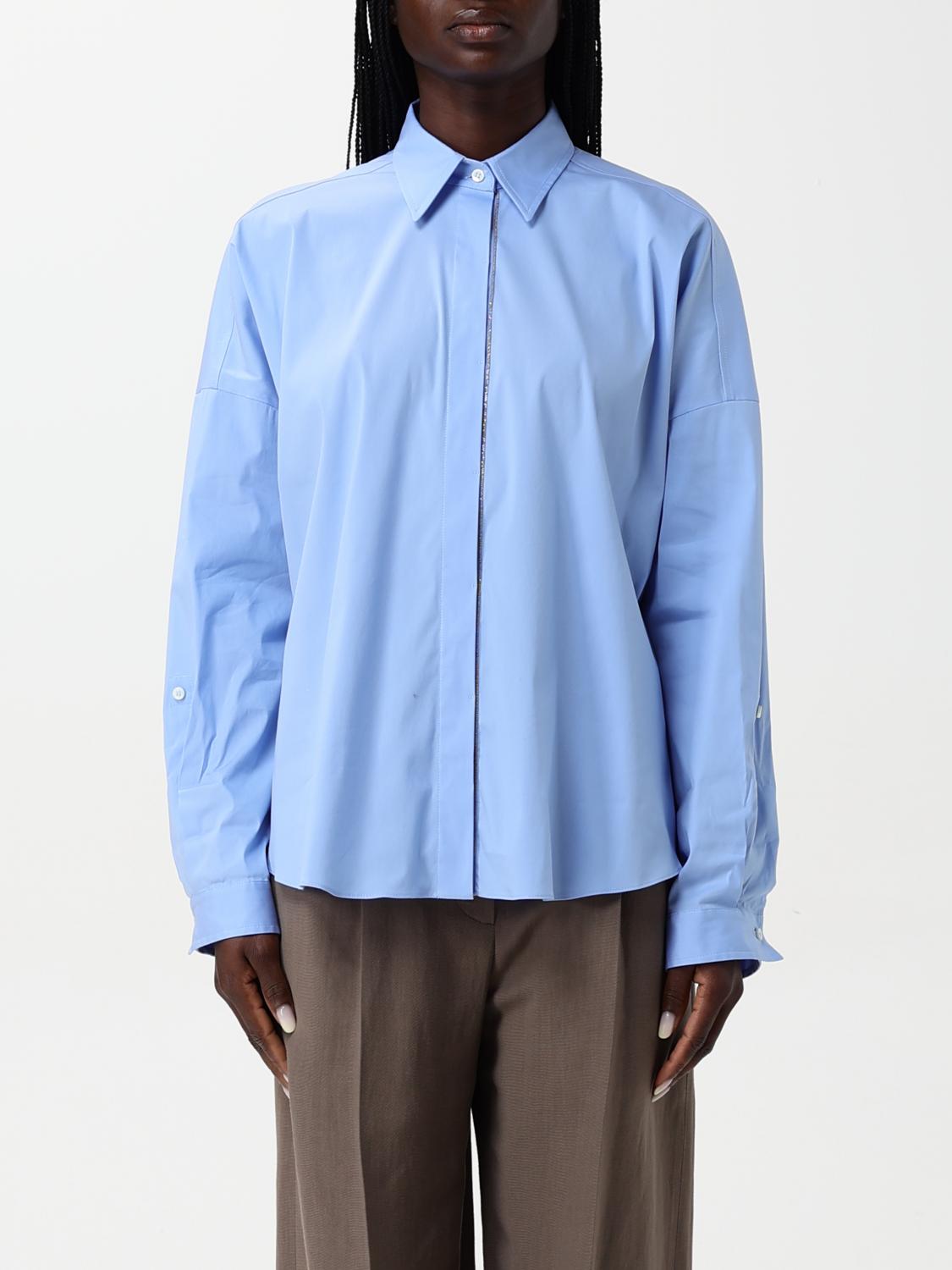 Brunello Cucinelli Shirt Woman Color Gnawed Blue In Gnawed Blue