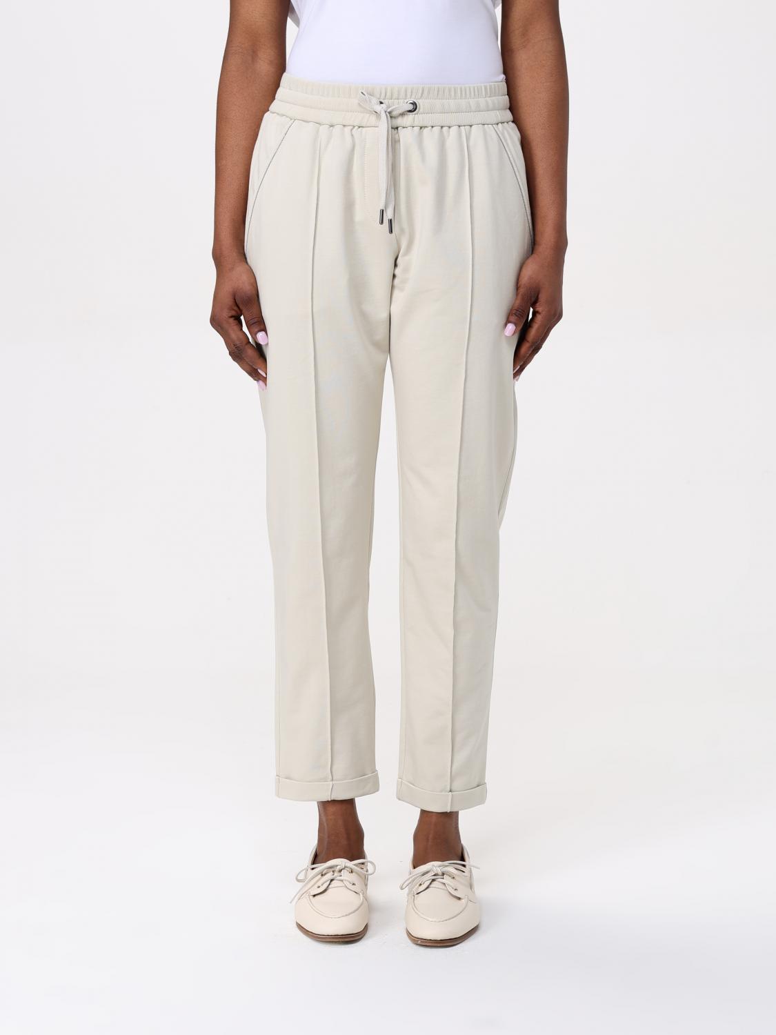 Brunello Cucinelli Trousers Featuring Elastic Waistband And Side Pockets In Weiss