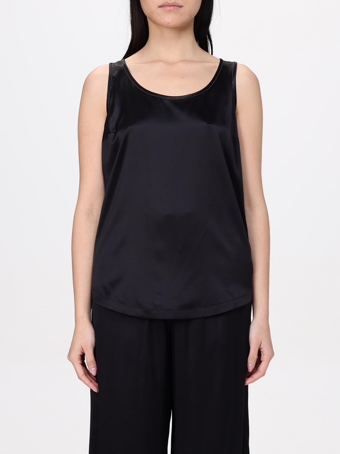 Brunello Cucinelli Silk Top In Black