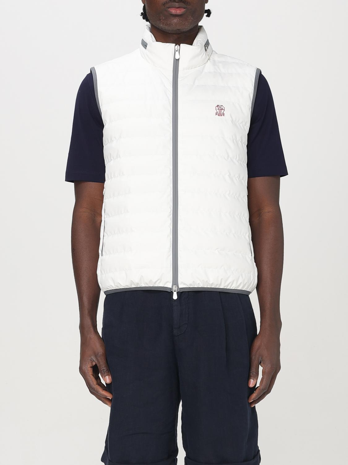 Brunello Cucinelli White Logo Windbreaker Vest In White