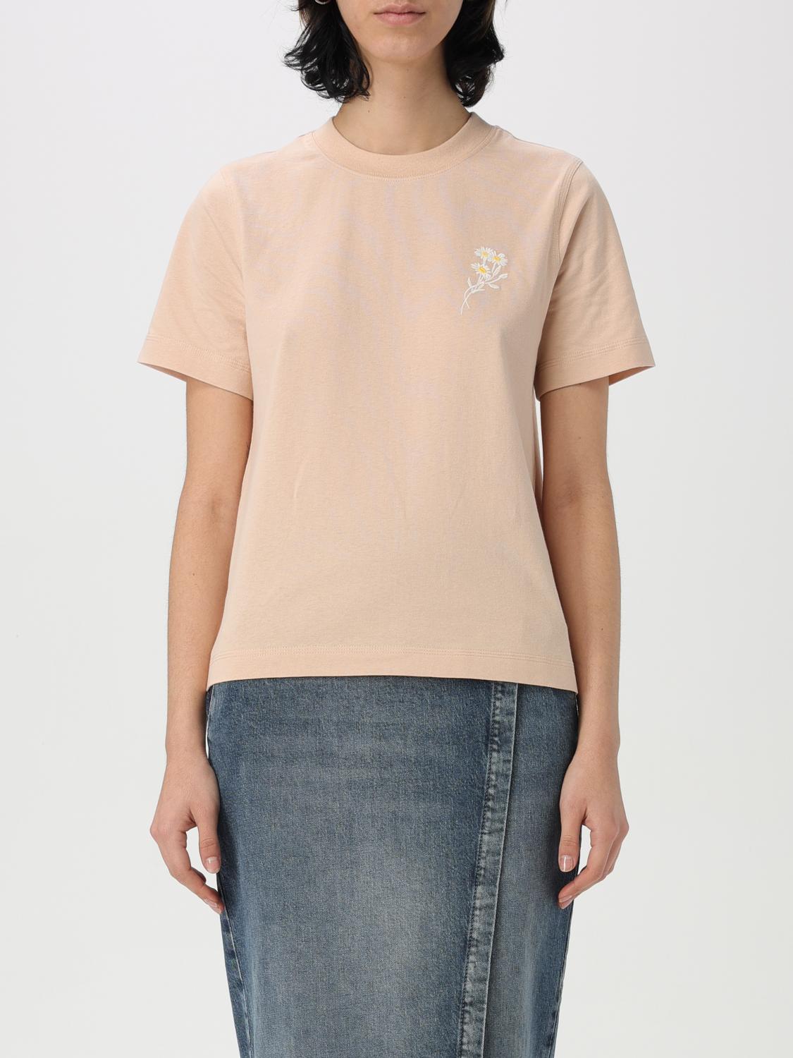 Burberry Women Peach Cotton T-shirt In Ivory