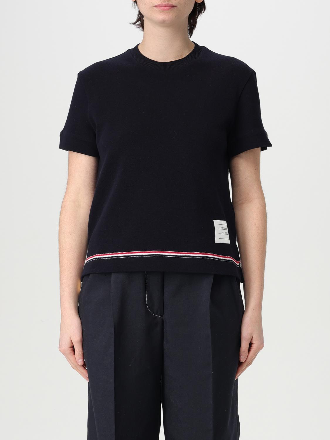 Thom Browne Logo-patch Short-sleeve T-shirt In Blue